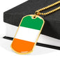 Ireland Flag Necklace Ireland Pendant Stainless Steel or 18k Gold Dog Tag 24" - Express Your Love Gifts