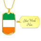 Ireland Flag Necklace Ireland Pendant Stainless Steel or 18k Gold Dog Tag 24" - Express Your Love Gifts