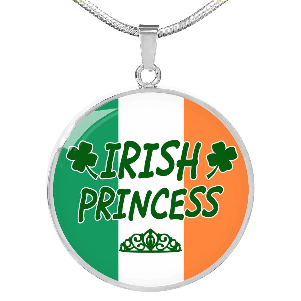Irish Princess Circle Pendant Necklace Stainless Steel or 18k Gold 18-22" - Express Your Love Gifts