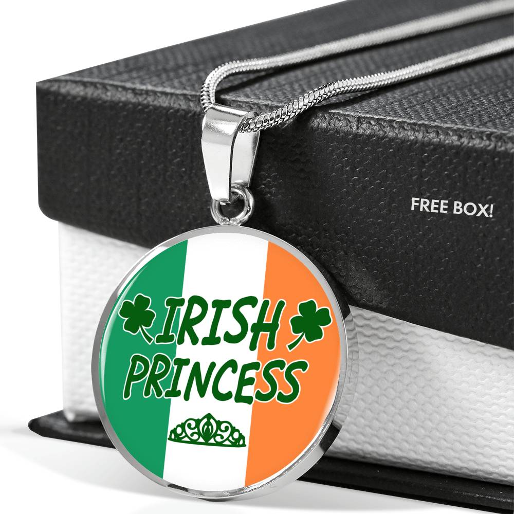 Irish Princess Circle Pendant Necklace Stainless Steel or 18k Gold 18-22" - Express Your Love Gifts