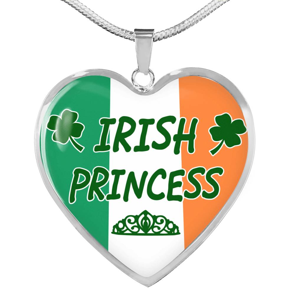 Irish Princess Necklace Stainless Steel or 18k Gold Heart Pendant 18-22'' - Express Your Love Gifts