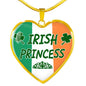 Irish Princess Necklace Stainless Steel or 18k Gold Heart Pendant 18-22'' - Express Your Love Gifts
