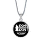 Iron Sharpens Iron Proverbs 27:17 Circle Pendant Stainless Steel or 18k Gold 18-22"-Express Your Love Gifts