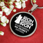 Iron Sharpens Iron Proverbs 27:17 Circle Pendant Stainless Steel or 18k Gold 18-22"-Express Your Love Gifts