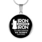 Iron Sharpens Iron Proverbs 27:17 Circle Pendant Stainless Steel or 18k Gold 18-22"-Express Your Love Gifts