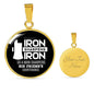 Iron Sharpens Iron Proverbs 27:17 Circle Pendant Stainless Steel or 18k Gold 18-22"-Express Your Love Gifts
