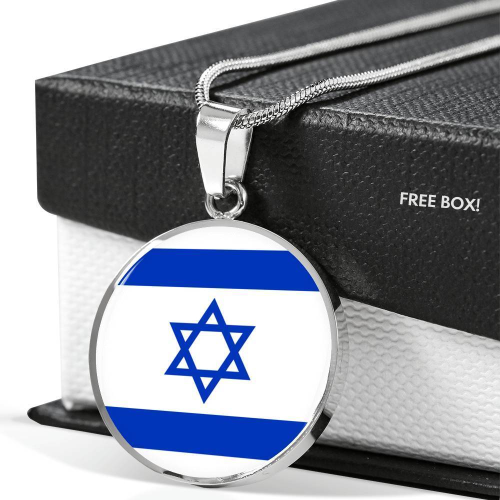 Israel Flag Necklace Israel Flag Stainless Steel or 18k Gold 18-22" - Express Your Love Gifts