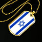 Israel Flag Necklace Israel Flag Stainless Steel or 18k Gold Dog Tag 24" - Express Your Love Gifts