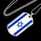 Israel Flag Necklace Israel Flag Stainless Steel or 18k Gold Dog Tag 24" - Express Your Love Gifts