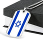 Israel Flag Necklace Israel Flag Stainless Steel or 18k Gold Dog Tag 24" - Express Your Love Gifts