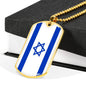 Israel Flag Necklace Israel Flag Stainless Steel or 18k Gold Dog Tag 24" - Express Your Love Gifts