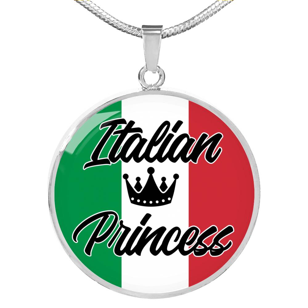 Italian Princess Circle Pendant Necklace Stainless Steel or 18k Gold 18-22" - Express Your Love Gifts