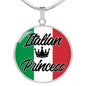 Italian Princess Circle Pendant Necklace Stainless Steel or 18k Gold 18-22" - Express Your Love Gifts