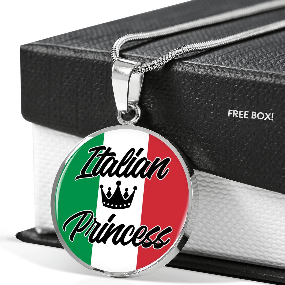 Italian Princess Circle Pendant Necklace Stainless Steel or 18k Gold 18-22" - Express Your Love Gifts