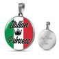 Italian Princess Circle Pendant Necklace Stainless Steel or 18k Gold 18-22" - Express Your Love Gifts