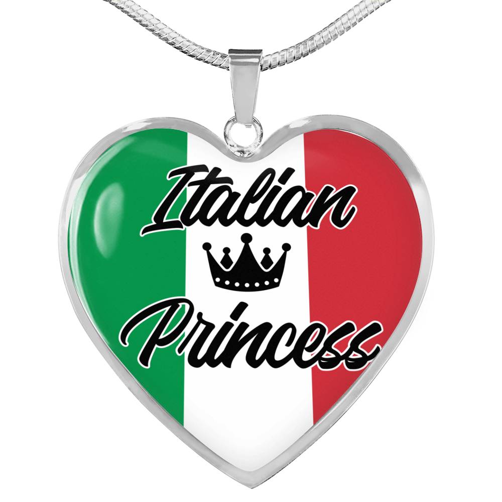 Italian Princess Necklace Stainless Steel or 18k Gold Heart Pendant 18-22'' - Express Your Love Gifts