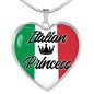 Italian Princess Necklace Stainless Steel or 18k Gold Heart Pendant 18-22'' - Express Your Love Gifts