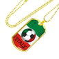 Italy Flag And Soccer Necklace Stainless Steel or 18k Gold Dog Tag 24" Chain-Express Your Love Gifts