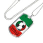 Italy Flag And Soccer Necklace Stainless Steel or 18k Gold Dog Tag 24" Chain-Express Your Love Gifts