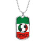Italy Flag And Soccer Necklace Stainless Steel or 18k Gold Dog Tag 24" Chain-Express Your Love Gifts