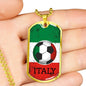 Italy Flag And Soccer Necklace Stainless Steel or 18k Gold Dog Tag 24" Chain-Express Your Love Gifts
