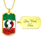 Italy Flag And Soccer Necklace Stainless Steel or 18k Gold Dog Tag 24" Chain-Express Your Love Gifts