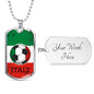 Italy Flag And Soccer Necklace Stainless Steel or 18k Gold Dog Tag 24" Chain-Express Your Love Gifts