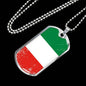 Italy Flag Necklace Italy Flag Stainless Steel or 18k Gold Dog Tag 24" - Express Your Love Gifts