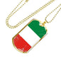 Italy Flag Necklace Italy Flag Stainless Steel or 18k Gold Dog Tag 24" - Express Your Love Gifts