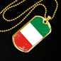 Italy Flag Necklace Italy Flag Stainless Steel or 18k Gold Dog Tag 24" - Express Your Love Gifts