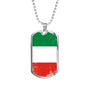 Italy Flag Necklace Italy Flag Stainless Steel or 18k Gold Dog Tag 24" - Express Your Love Gifts