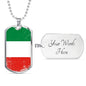 Italy Flag Necklace Italy Flag Stainless Steel or 18k Gold Dog Tag 24" - Express Your Love Gifts