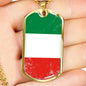Italy Flag Necklace Italy Flag Stainless Steel or 18k Gold Dog Tag 24" - Express Your Love Gifts