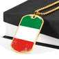 Italy Flag Necklace Italy Flag Stainless Steel or 18k Gold Dog Tag 24" - Express Your Love Gifts