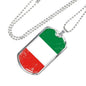 Italy Flag Necklace Italy Flag Stainless Steel or 18k Gold Dog Tag 24" - Express Your Love Gifts