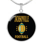 Jacksonville Circle Pendant Football Fan Necklace Stainless Steel or 18k Gold 18-22" - Express Your Love Gifts