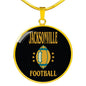 Jacksonville Circle Pendant Football Fan Necklace Stainless Steel or 18k Gold 18-22" - Express Your Love Gifts