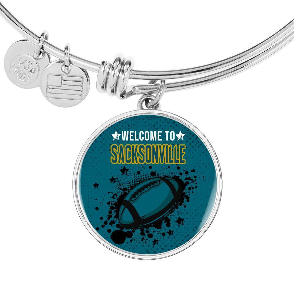 Jacksonville Fan Football Gift Welcome To Sacksonville Circle Bracelet Bangle - Express Your Love Gifts
