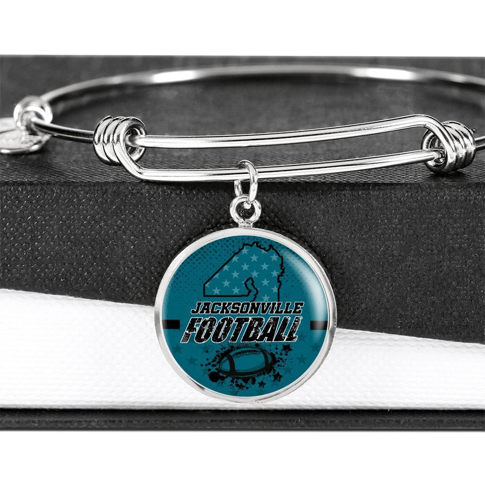 Jacksonville Fan Football Sports Gift Stainless Steel or 18k Gold Circle Bracelet Bangle - Express Your Love Gifts