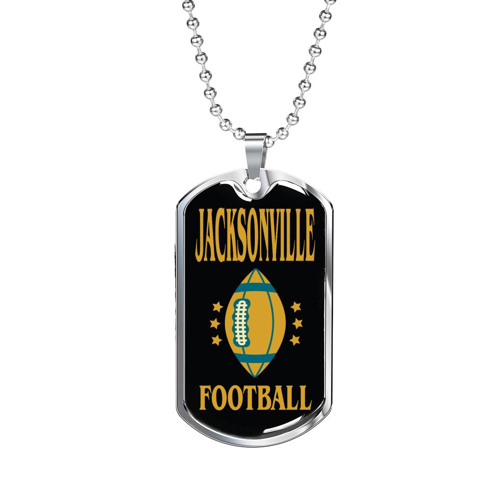 Jacksonville Fan Necklace Dog Tag Stainless Steel or 18k Gold 24" Chain - Express Your Love Gifts