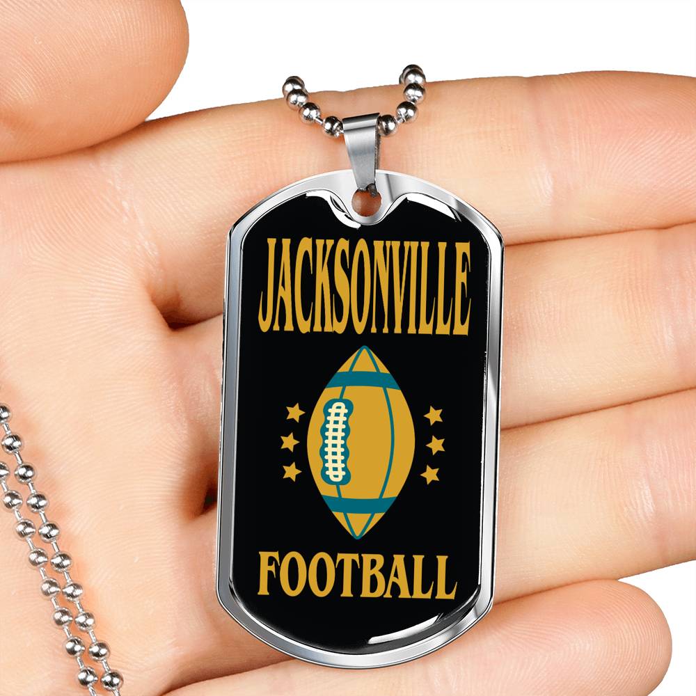 Jacksonville Fan Necklace Dog Tag Stainless Steel or 18k Gold 24" Chain - Express Your Love Gifts