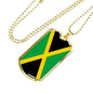Jamaica Flag Necklace Jamaica Flag Stainless Steel or 18k Gold Dog Tag 24" - Express Your Love Gifts
