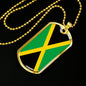 Jamaica Flag Necklace Jamaica Flag Stainless Steel or 18k Gold Dog Tag 24" - Express Your Love Gifts