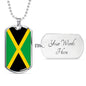 Jamaica Flag Necklace Jamaica Flag Stainless Steel or 18k Gold Dog Tag 24" - Express Your Love Gifts