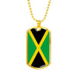 Jamaica Flag Necklace Jamaica Flag Stainless Steel or 18k Gold Dog Tag 24" - Express Your Love Gifts