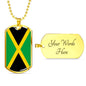 Jamaica Flag Necklace Jamaica Flag Stainless Steel or 18k Gold Dog Tag 24" - Express Your Love Gifts