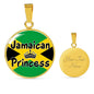 Jamaican Princess Circle Pendant Necklace Stainless Steel or 18k Gold 18-22" - Express Your Love Gifts