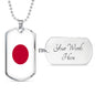 Japan Flag Necklace Japan Flag Stainless Steel or 18k Gold Dog Tag 24" - Express Your Love Gifts