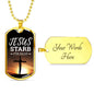 Jesus Died For You In German Necklace Stainless Steel or 18k Gold Fisnish Dog Tag 24" Chain-Express Your Love Gifts
