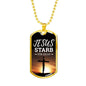 Jesus Died For You In German Necklace Stainless Steel or 18k Gold Fisnish Dog Tag 24" Chain-Express Your Love Gifts